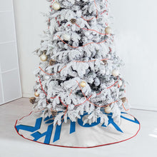 Cargar imagen en el visor de la galería, Falda para árbol de Navidad cubierta para árbol de Navidad (borde rojo) (misma imagen en ambos lados) personalizado con patrón foto texto
