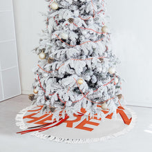 Cargar imagen en el visor de la galería, Falda para árbol de Navidad cubierta para árbol de Navidad (estilo flecos) (misma imagen en ambos lados) personalizado con patrón foto texto
