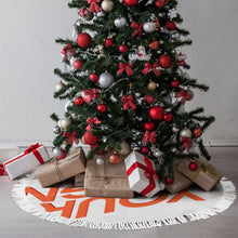 Cargar imagen en el visor de la galería, Falda para árbol de Navidad cubierta para árbol de Navidad (estilo flecos) (misma imagen en ambos lados) personalizado con patrón foto texto
