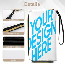 Cargar imagen en el visor de la galería, Cartera larga de cuero con cordón personalizado con patrón foto texto (diferentes imágenes en la parte delantera y trasera)
