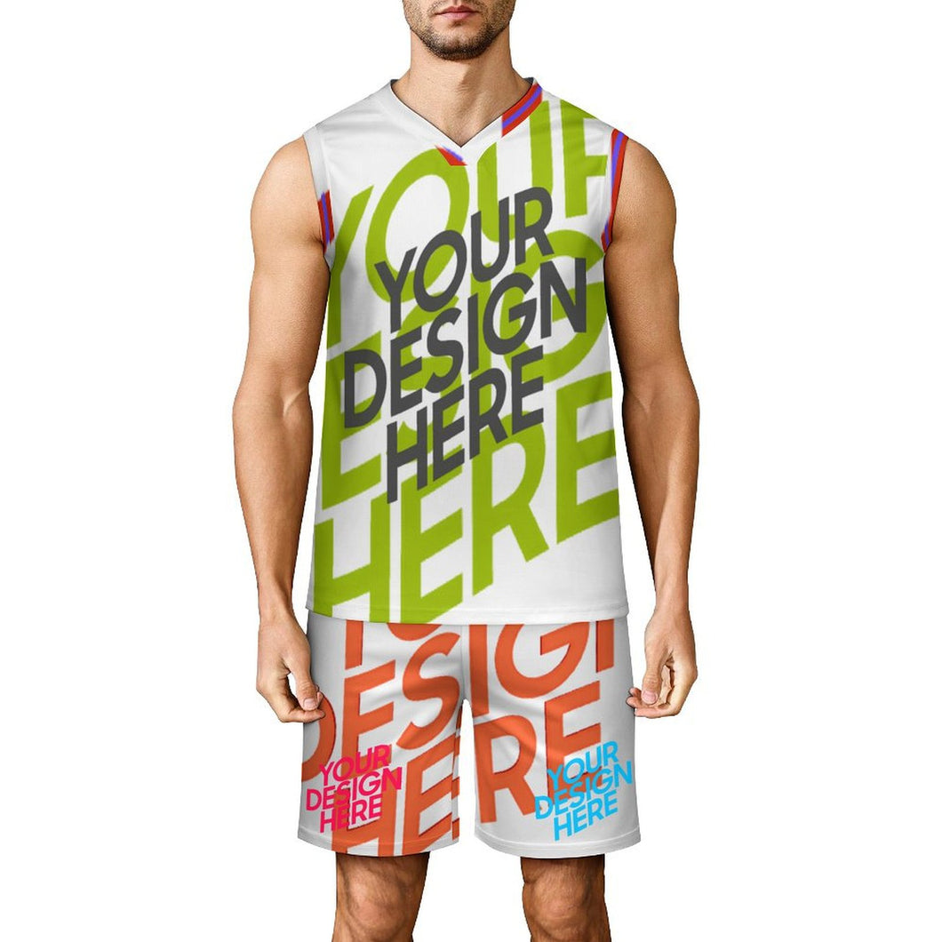 Camiseta de baloncesto con cuello en V para hombre KTZREV1 personalizado con patrón foto texto