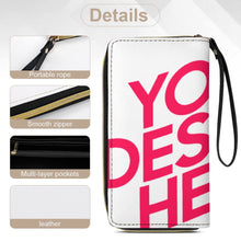 Cargar imagen en el visor de la galería, Cartera de piel con cordón para mujer y hombre personalizado con patrón foto texto (misma imagen por ambas caras)
