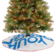 Cargar imagen en el visor de la galería, Falda para árbol de Navidad cubierta para árbol de Navidad (borde rojo) (misma imagen en ambos lados) personalizado con patrón foto texto
