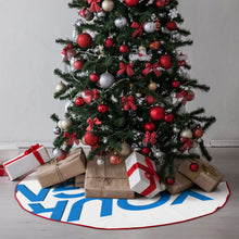 Cargar imagen en el visor de la galería, Falda para árbol de Navidad cubierta para árbol de Navidad (borde rojo) (misma imagen en ambos lados) personalizado con patrón foto texto
