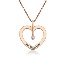 Cargar imagen en el visor de la galería, Collar Amor de Corazón con Diamante de Plata 925 / Cobre en Baño de Oro Rosa para Mujer Hombre X0068 Grabado Personalizado con Texto Nombre
