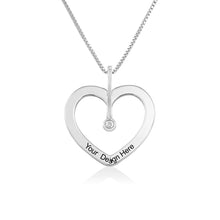 Cargar imagen en el visor de la galería, Collar Amor de Corazón con Diamante de Plata 925 / Cobre en Baño de Oro Rosa para Mujer Hombre X0068 Grabado Personalizado con Texto Nombre
