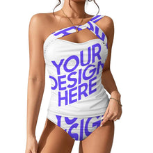 Cargar imagen en el visor de la galería, Novedad de 2024 conjunto de 2 piezas traje de baño Tankini Sexy para mujer SDS2002 personalizado con patrón foto texto (impresión de imagen única)
