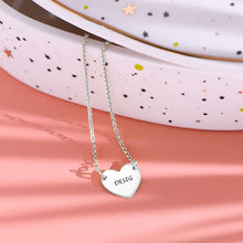 Cargar imagen en el visor de la galería, Collar de corazón longitud ajustable en plata de ley 925 chapado de oro rosa de 18K para mujer X0057 Personalizado con texto nombre
