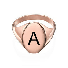 Cargar imagen en el visor de la galería, Anillo de Sello Ovalado con Letra en Cobre Chapado de Oro / Oro Rosa J0026 Grabado Personalizado con Texto Nombre
