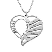 Cargar imagen en el visor de la galería, Collar de Corazon con Piedra de Nacimiento de Plata de Ley 925 X0021 Grabado Personalizado con Texto Nombre
