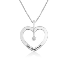 Cargar imagen en el visor de la galería, Collar Amor de Corazón con Diamante de Plata 925 / Cobre en Baño de Oro Rosa para Mujer Hombre X0068 Grabado Personalizado con Texto Nombre
