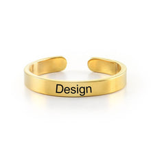 Cargar imagen en el visor de la galería, Anillo Abierto Ajustable Grabado de Cobre J0020 Personalizado con Texto Nombre
