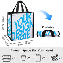 Cargar imagen en el visor de la galería, XB0602007 Bolsa o paquete de almuerzo de poliéster plegable, bolsa más fresca, bolsa aislada, bolsa térmica con asa, mantiene los alimentos calientes o fríos por más tiempo, para adultos y niños Personalizado con Foto o Mensajes de Texto
